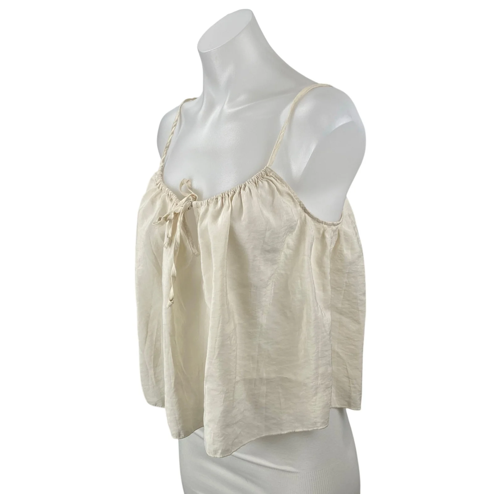 J.Crew Women's Cream Sleeveless Tie Scoop Cami Camisole Cropped Tank Top Size M - Image 2