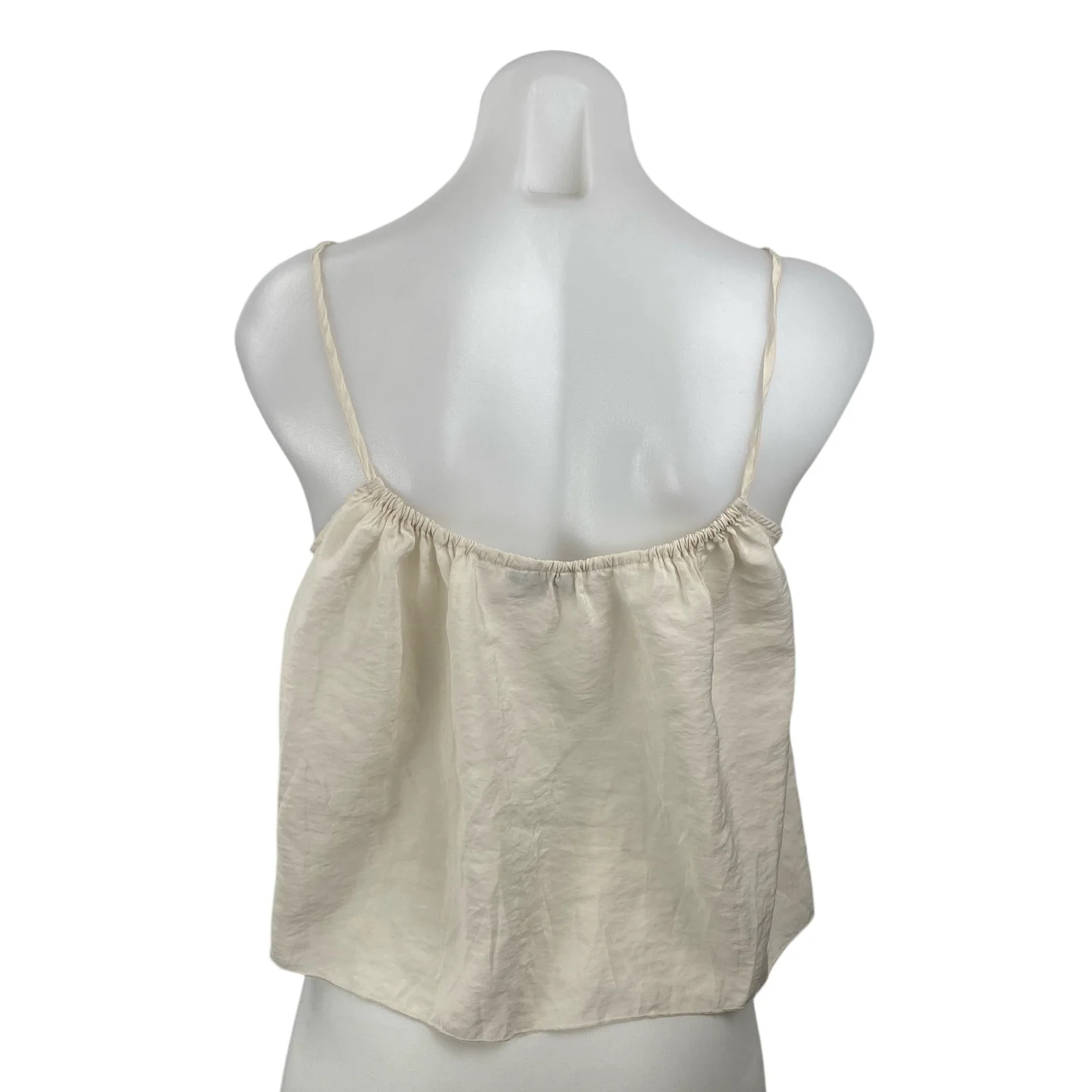 J.Crew Women's Cream Sleeveless Tie Scoop Cami Camisole Cropped Tank Top Size M - Image 4