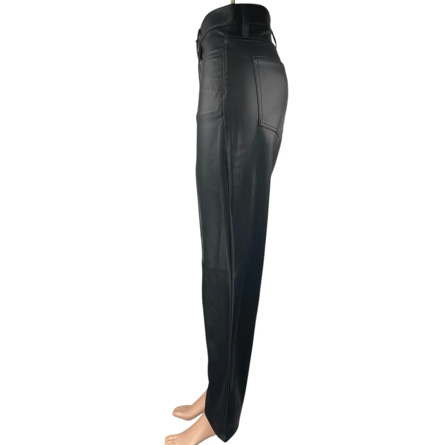 J.Crew Women's Green Faux Vegan Leather High Waisted Straight Trousers Pants 29 - Image 2