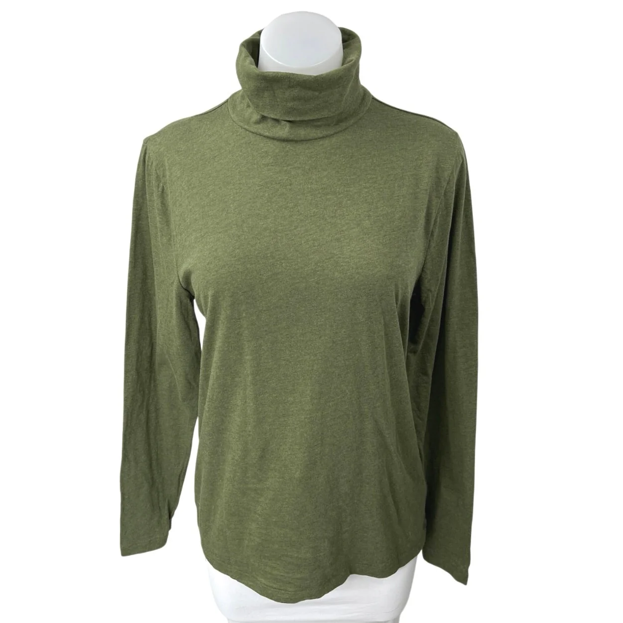 J.Crew Women's Green Foldover Turtleneck Long Sleeve Pullover Sweater Top Size L