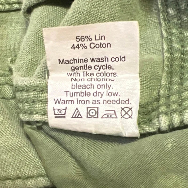 J.Crew Women's Green Linen Low Rise Button Zip Casual Walk Beach Shorts Size 0 - Image 5