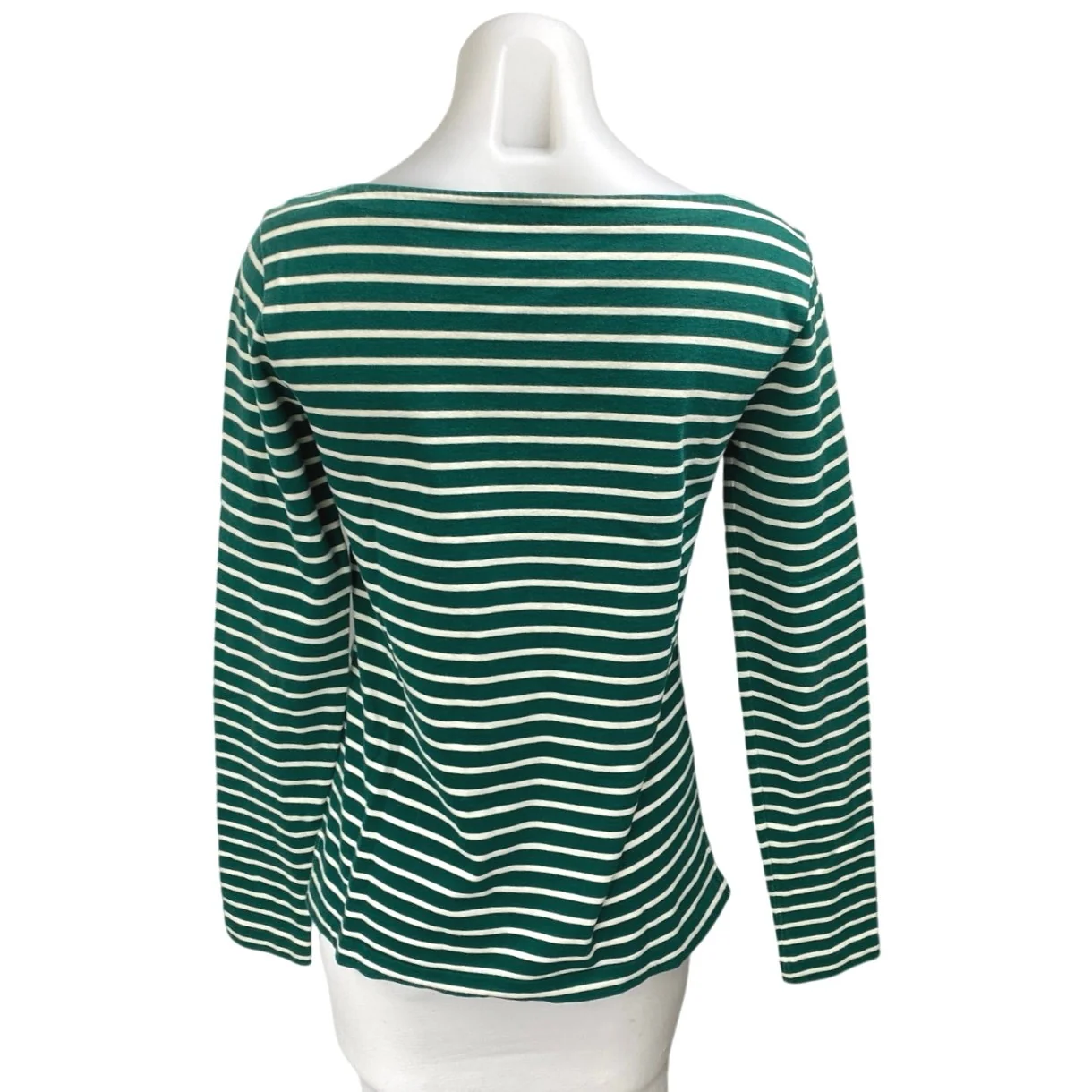 J.Crew Womens Green White Striped Knit Long Sleeve Crew Neck Sweater Top Size XS - Image 2