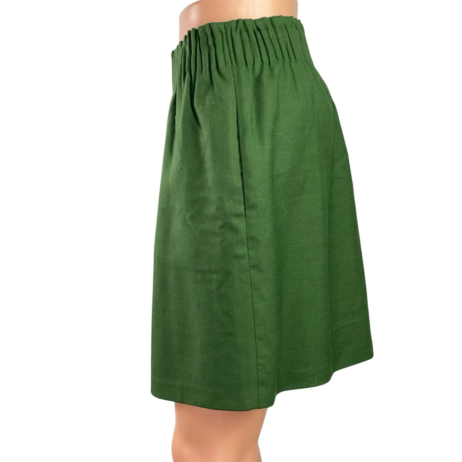 J.Crew Women's Green Wool High Waisted Plated Mini Straight Pencil Skirt Size 4 - Image 2