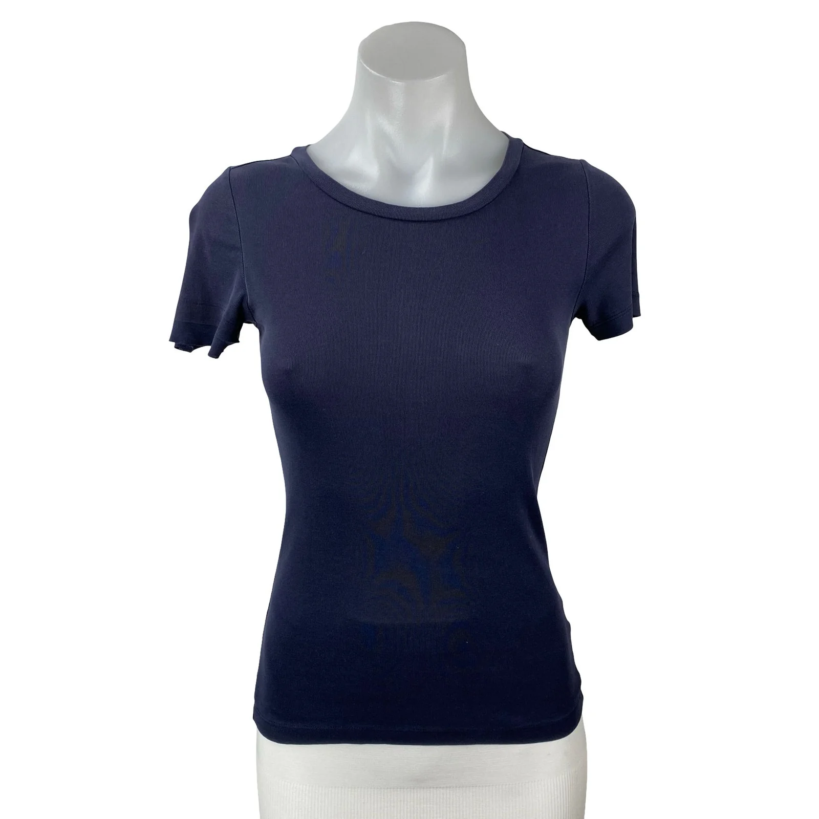 J.Crew Women's Navy Blue Fitted Cotton Short Sleeve Knit T Shirt Tee Top Size XS