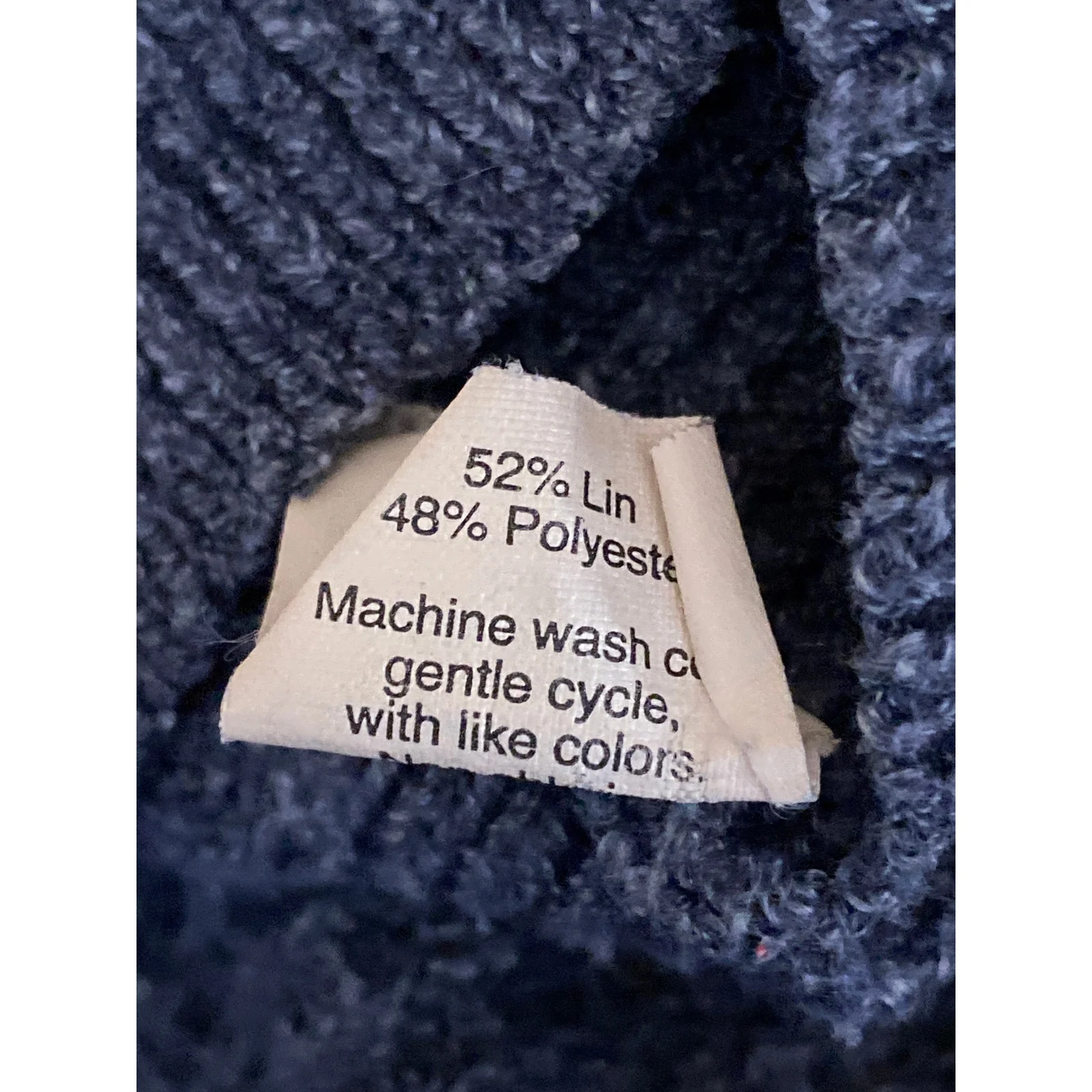 J.Crew Women's Navy Blue Linen Long Sleeve Knit Round Neck Sweater Top Size M - Image 6