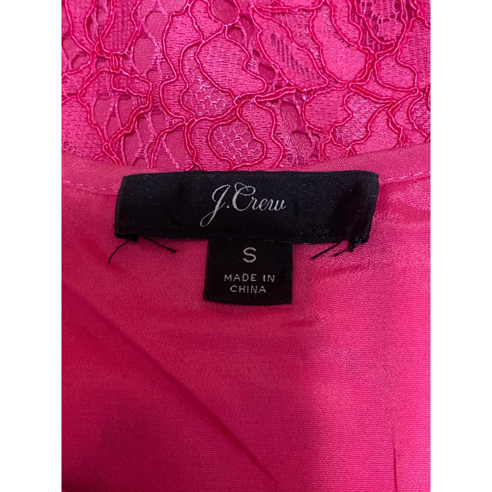 J.Crew Women's Pink Floral Lace Keyhole Round Neck Short Sleeve Blouse Top Sz S - Image 5