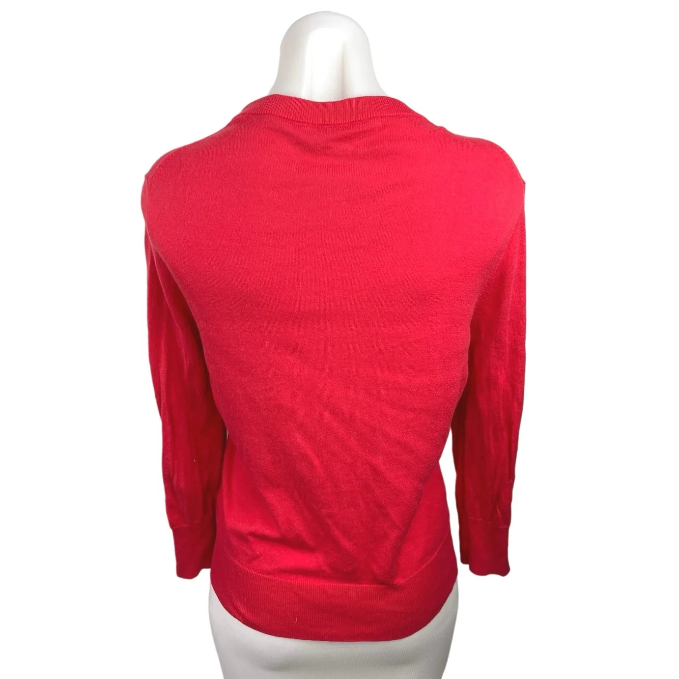 J.Crew Women's Red Long Sleeve Crew Neck Casual Button Up T-shirt Tee Top Size M - Image 2