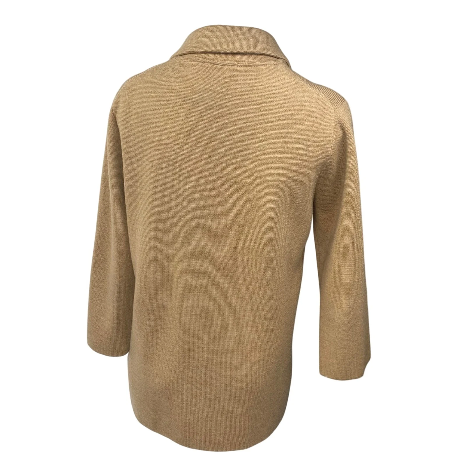 J.Crew Women's Tan 100% Wool Long Sleeve Open Blazer Coat Suit Jacket Size S - Image 2