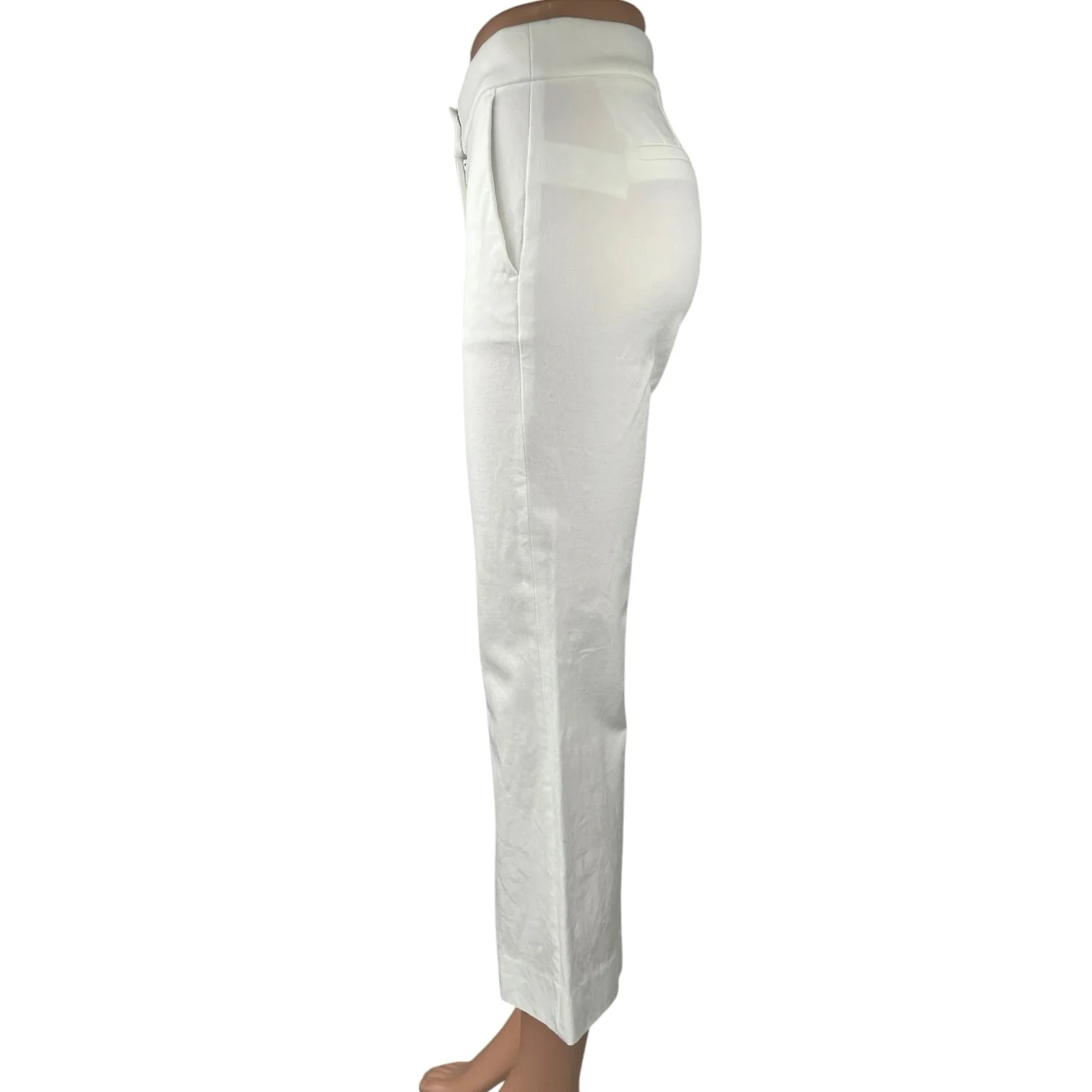 J.Crew Women's White Mid Rise Stretch Cropped Bootcut Flared Casual Pants Sz 00 - Image 2