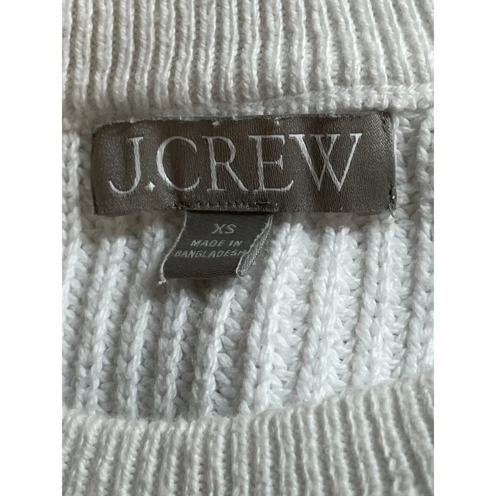J.Crew Women's White Ribbed Knit Crew Neck Long Balloon Sleeve Sweater Top XS - Image 5
