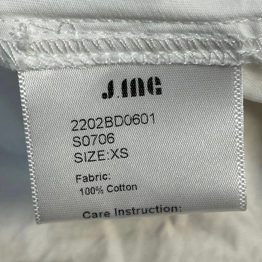 J.Ing White Short Puff Sleeve Collared Button Down A Line Mini Shirt Dress XS - Image 5