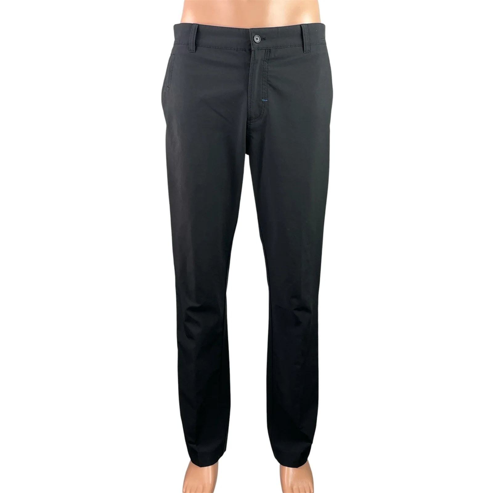 J. Lindeberg Men's Black Straight Leg Narrow Fit Chino Khaki Trousers Pants 32