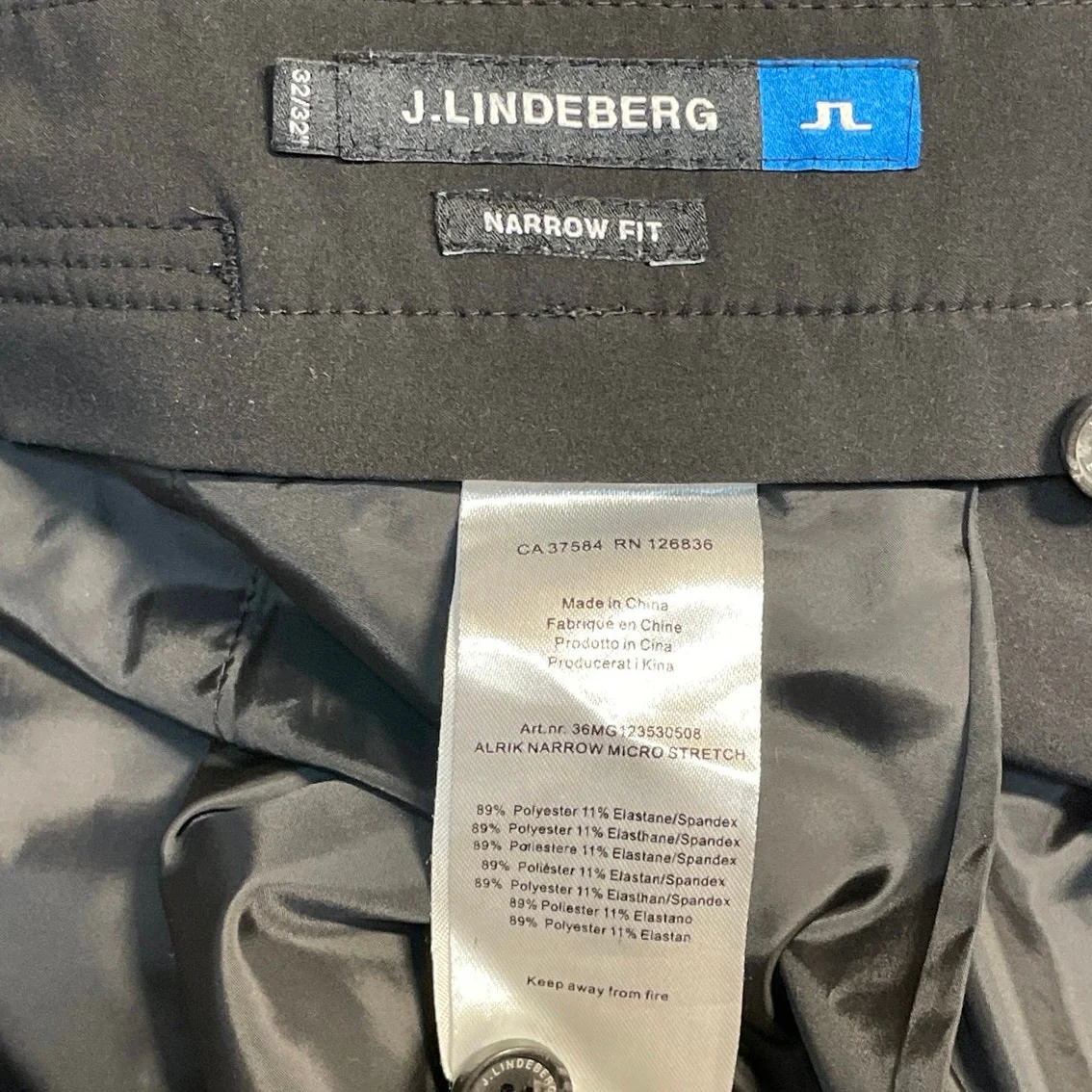 J. Lindeberg Men's Black Straight Leg Narrow Fit Chino Khaki Trousers Pants 32 - Image 4