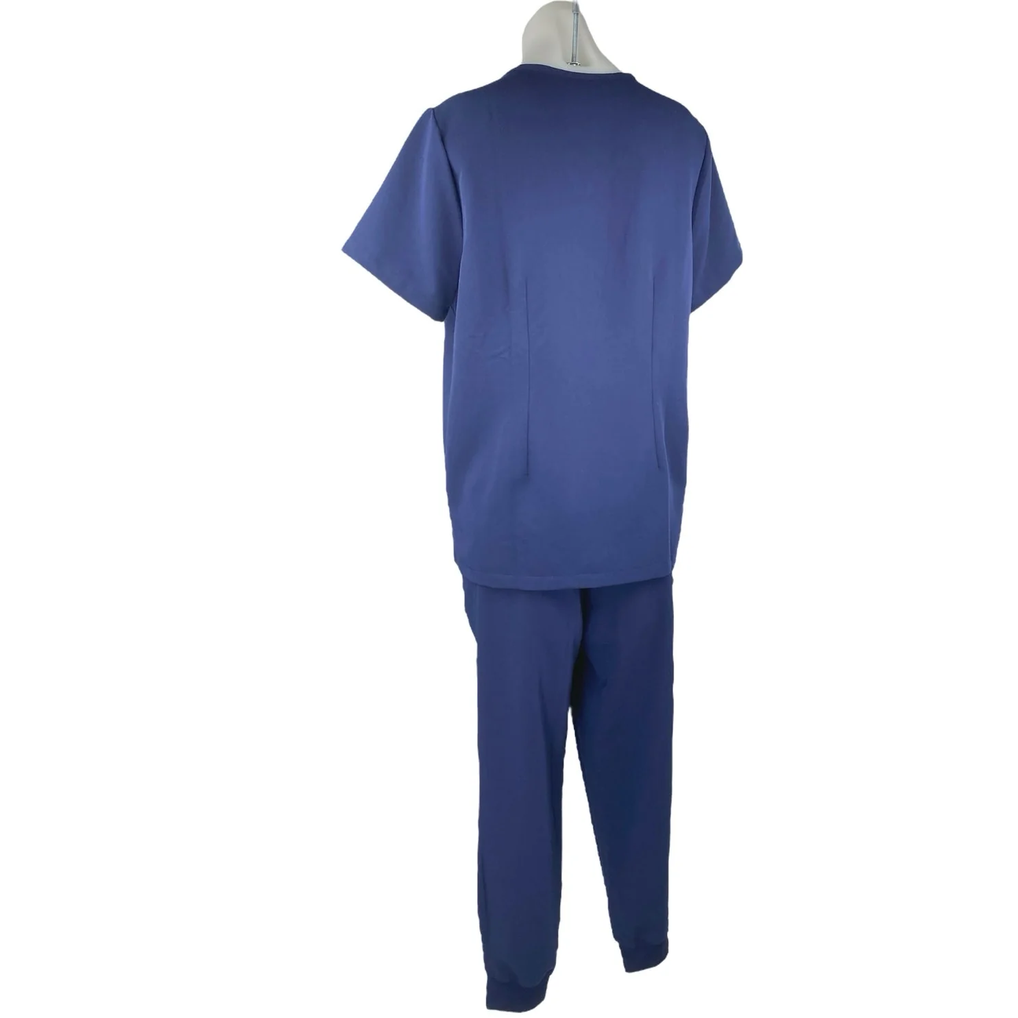 Jaanuu Women's Blue Short Sleeve Pocket Medical Scrub Pants 2 Pc Set Size M - Image 2