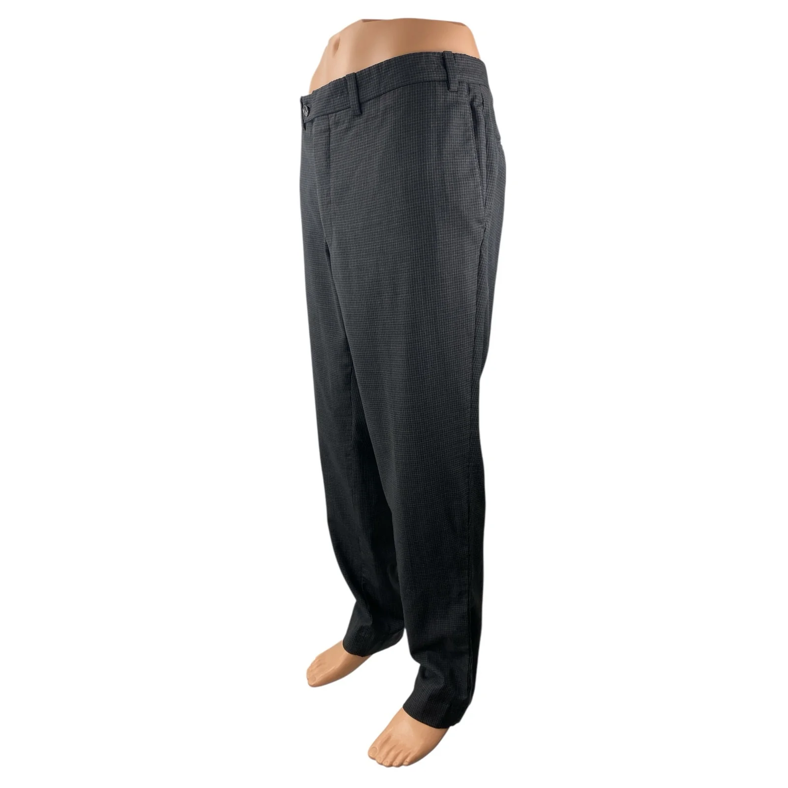 Jack Victor Men's Black Plaid Mid Rise Straight Leg Trousers Dress Pants Size L - Image 3