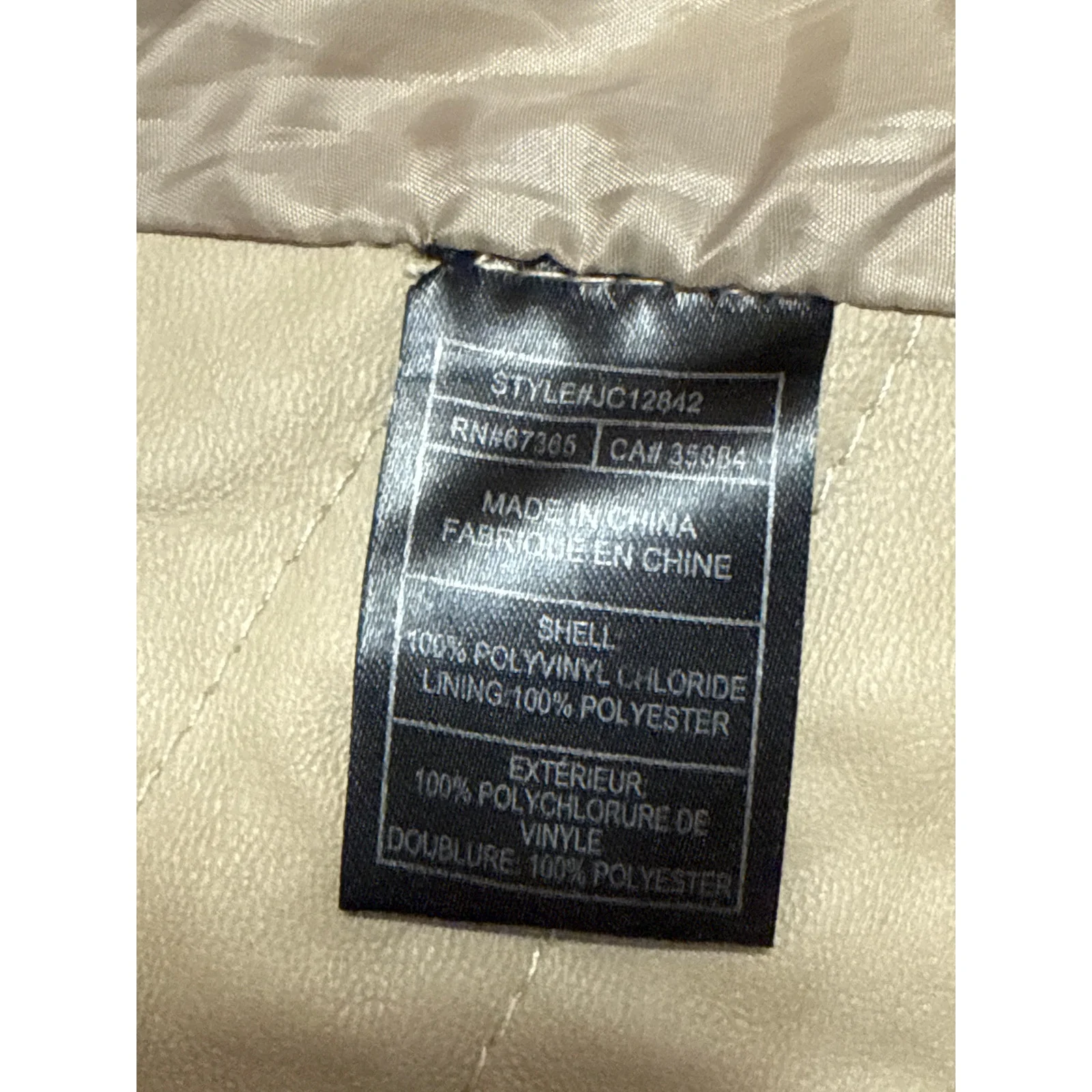 Jack Women's Beige Faux Leather Vegan Asymmetric Zip Up Biker Moto Jacket Size S - Image 5