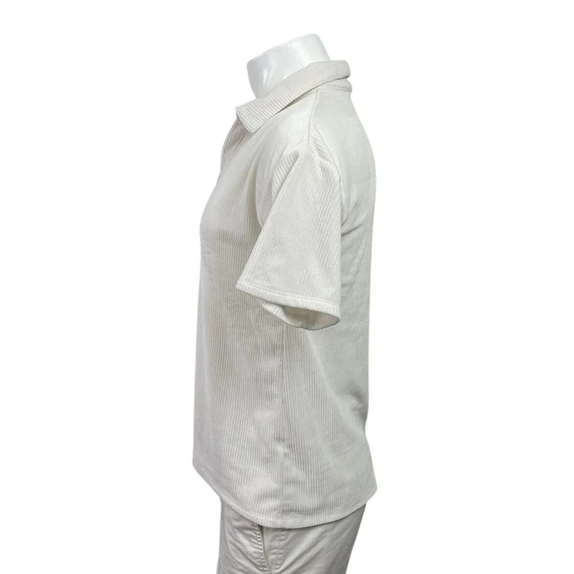 Jacklyn Intimates Men's White Knitted Collared Short Sleeve Polo Shirt Top Sz S - Image 2