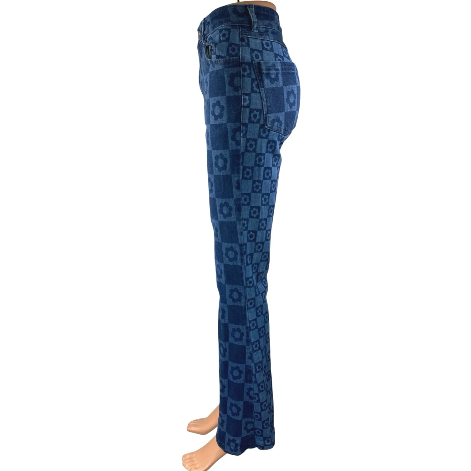 Jaded Women's Blue Floral Colorblock Skinny Flared Bootcut Denim Jeans Size 26 - Image 2