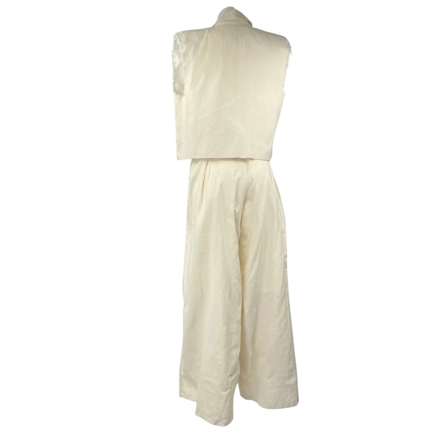 Janice, James & Joan Sleeveless Painted Blazer & Wide Leg Trouser Pants Set Sz S - Image 3