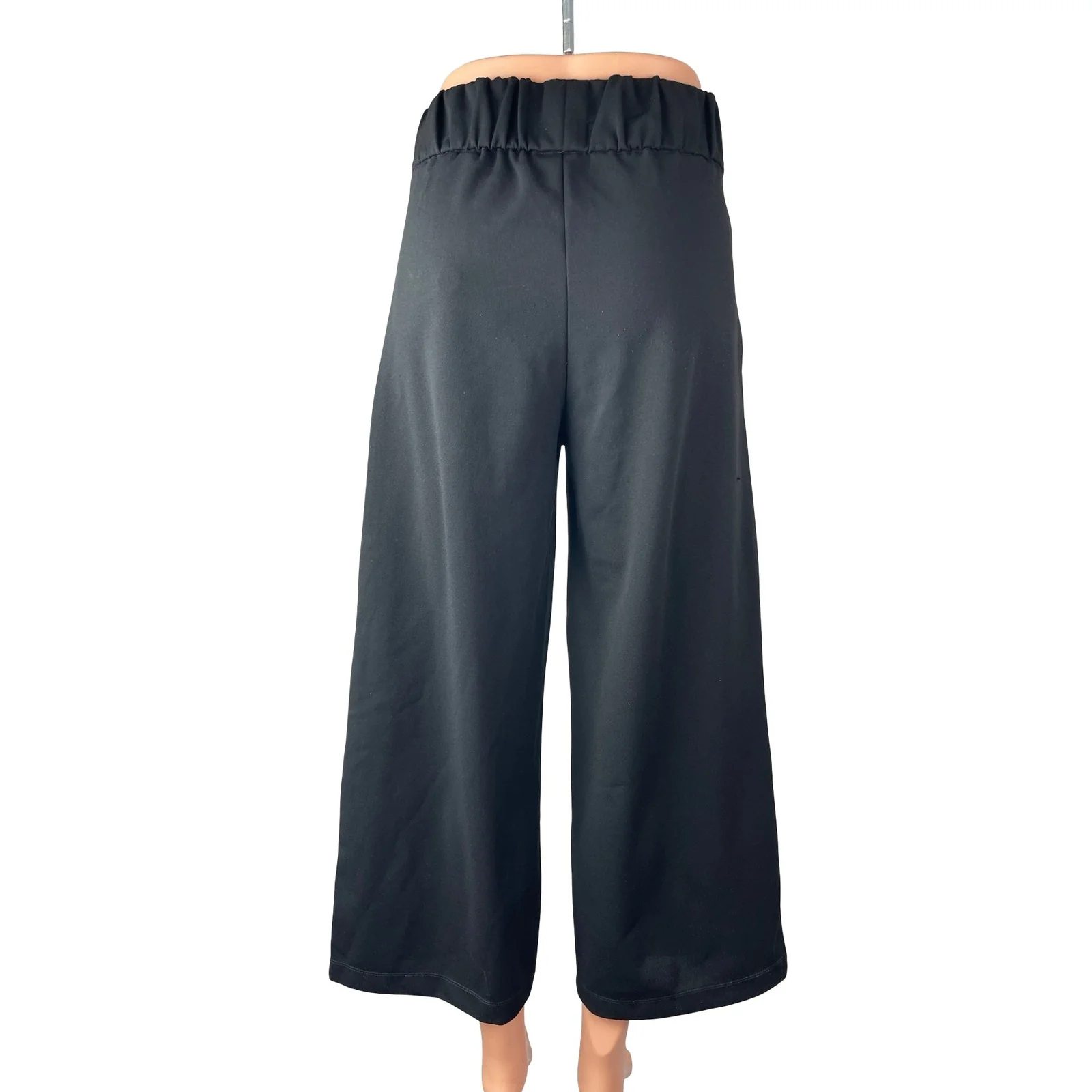 JAQUELINE de YONG Womens Black High Rise Pleated Flare Wide Leg Trousers Pants S - Image 4