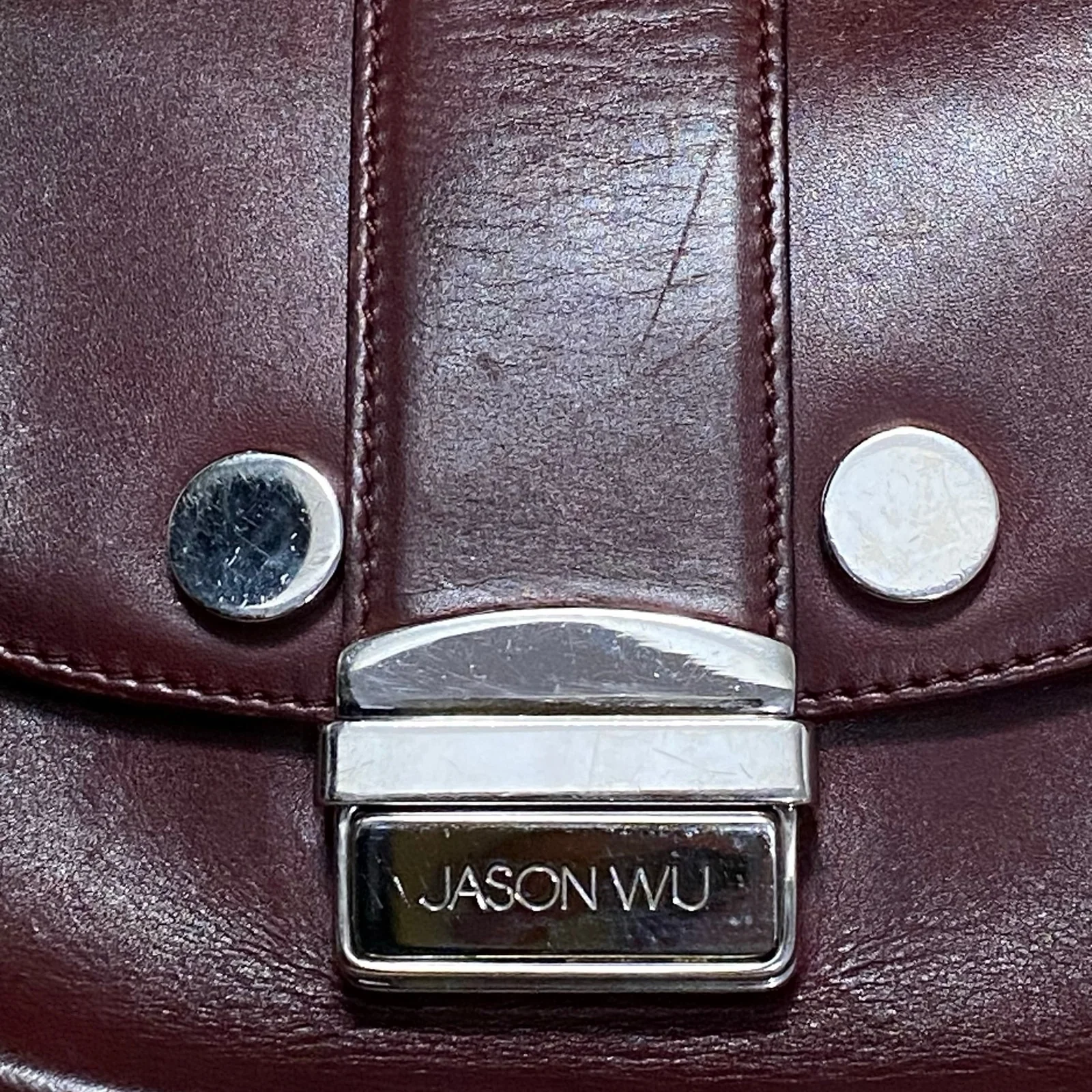 Jason Wu Burgundy Red Leather Crossbody Shoulder Flap Satchel Purse Handbag OS - Image 4