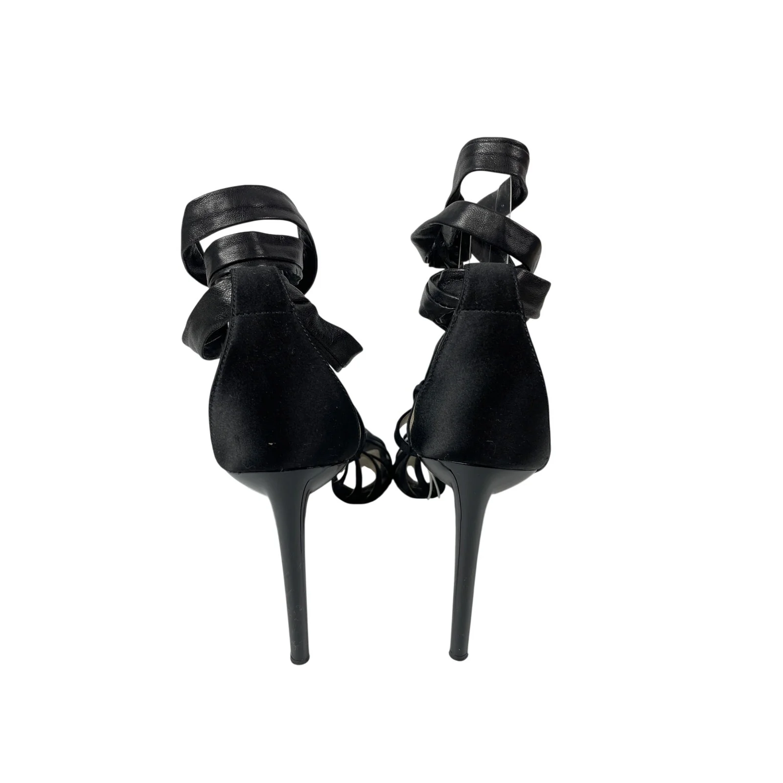 Jason Wu Gia Black Satin Lace Up Stiletto Gladiator Strappy Heels Sandals 9.5 - Image 4