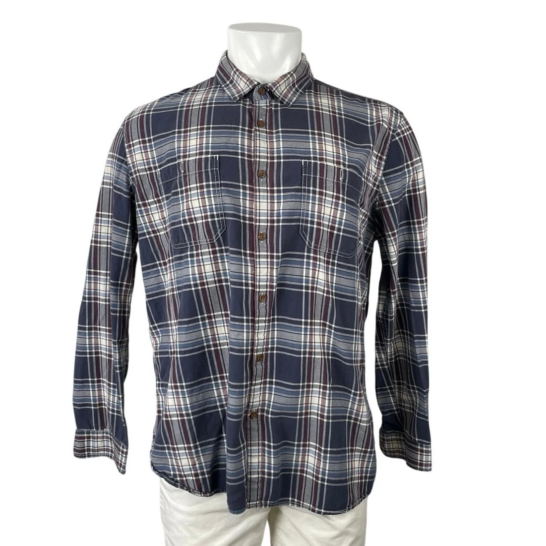 Jasper Conran Jeans Plaid Check Collared Long Sleeve Button Down Shirt Top Sz XL