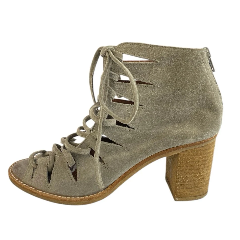Jeffrey Campbell Corwin Women's Gray Taupe Lace Up Zip Suede Booties Size 8.5
