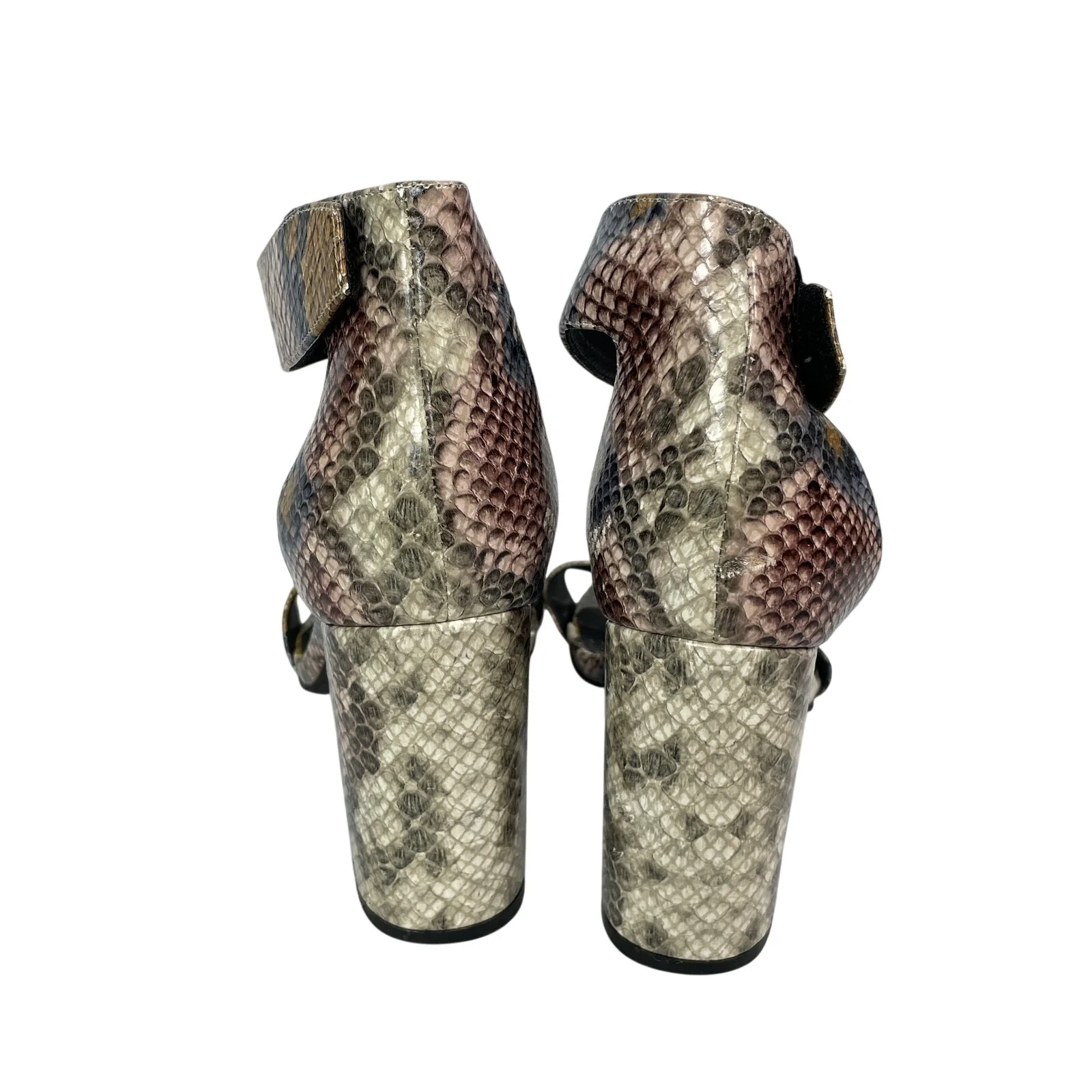 Jeffrey Campbell Lindsay Snakeskin Block Heels Open Toe Strappy Heels Sandals 8 - Image 3