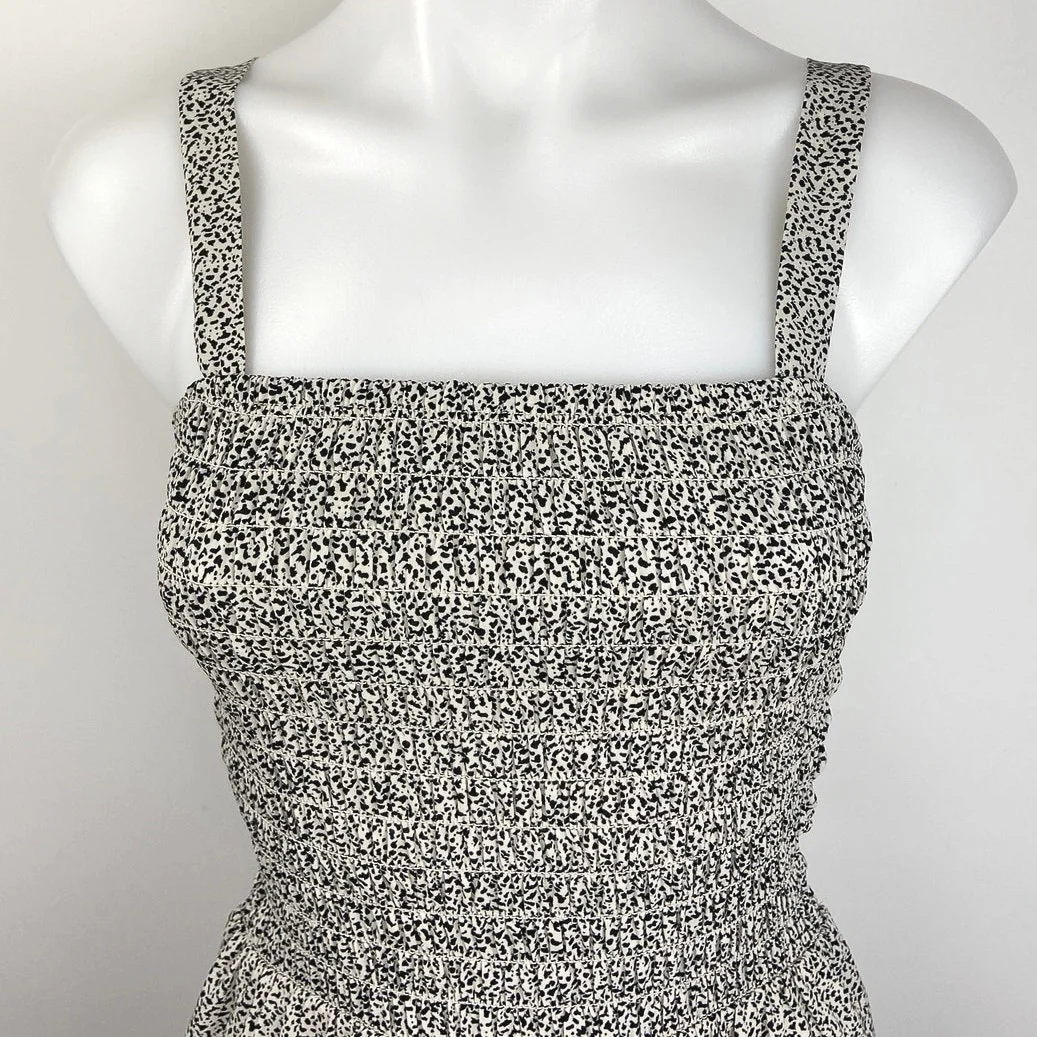 Jessica Simpson Black White Smocked Ruffle Tiered Sleeveless Mini Sundress Sz S - Image 3