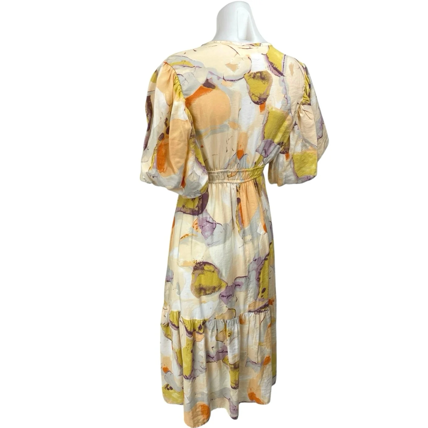 Jessica Simpson Multicolor Flutter Sleeve Tiered Midi Empire A-Line Dress Size M - Image 2