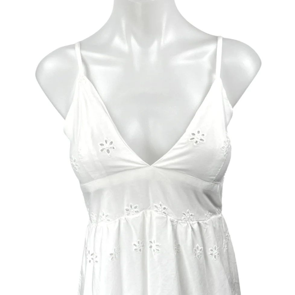 Jessica Simpson White Eyelet Embroidered Sleeveless Cami Camisole Tank Dress M - Image 5
