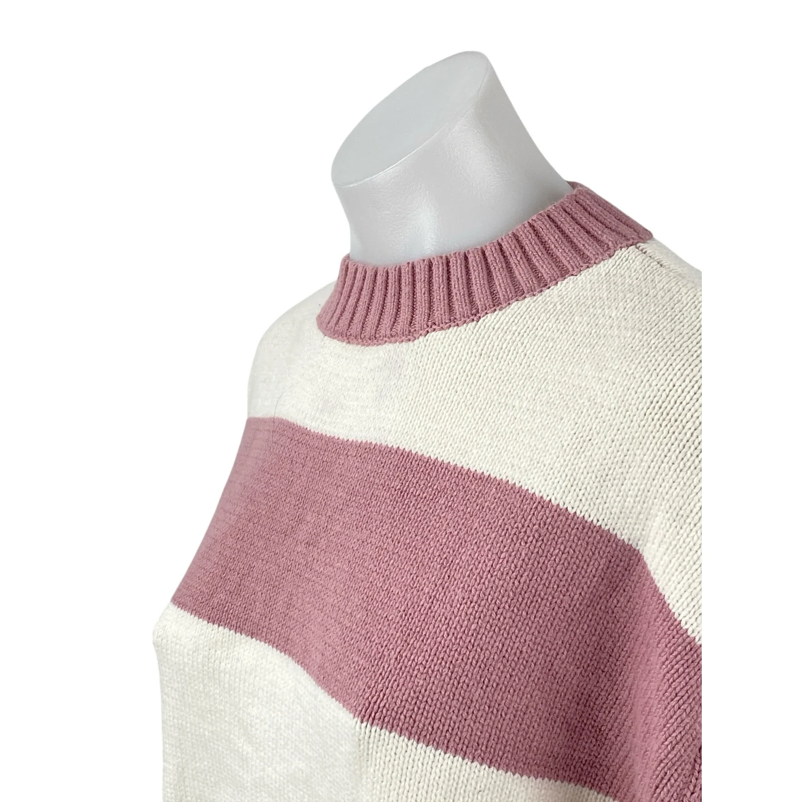 Jessica Simpson Women's Pink White Stripe Long Sleeve Sweatshirt Sweater Top M - Image 2