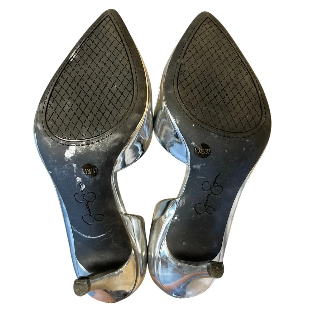 Jessica Simpson Women's Silver Metallic D'Orsay Stiletto Pointed Pump Heels 6.5 - Image 4