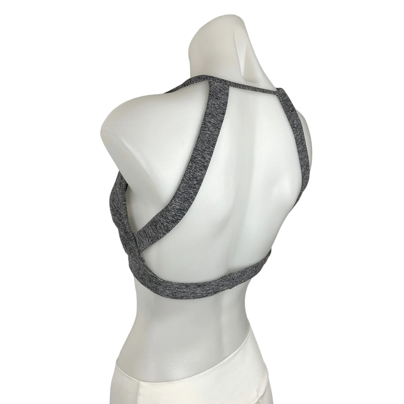 Jo+Jax Heathered Gray Scoop Neck Open Back Yoga Athletic Sports Bra Top Size L - Image 3