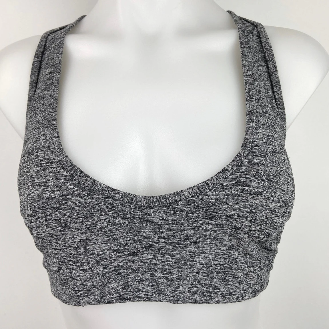Jo+Jax Heathered Gray Scoop Neck Open Back Yoga Athletic Sports Bra Top Size L - Image 4