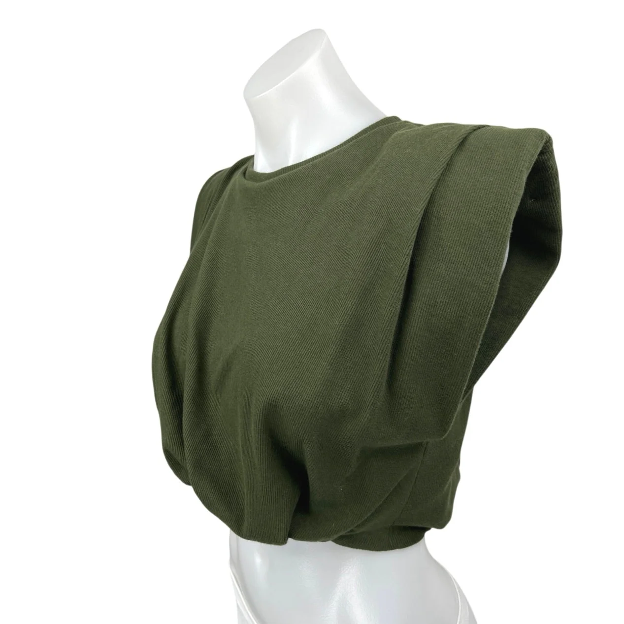 Johanna Ortiz Muraya Military Green Sleeveless Crop Muscle Tee T-Shirt Top Sz 2 - Image 2