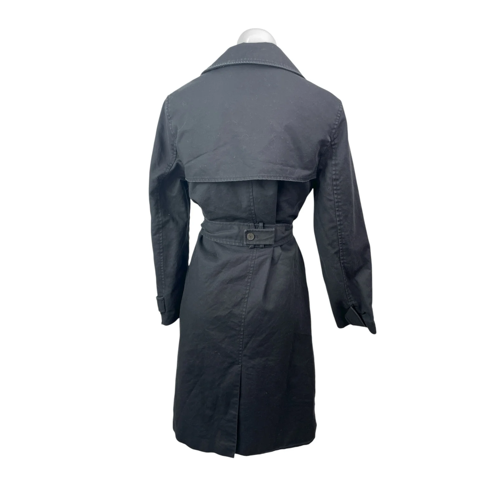 John Lewis Women's Black Long Sleeve Collared Belted Midi Trench Coat Jacket 10 - Image 4