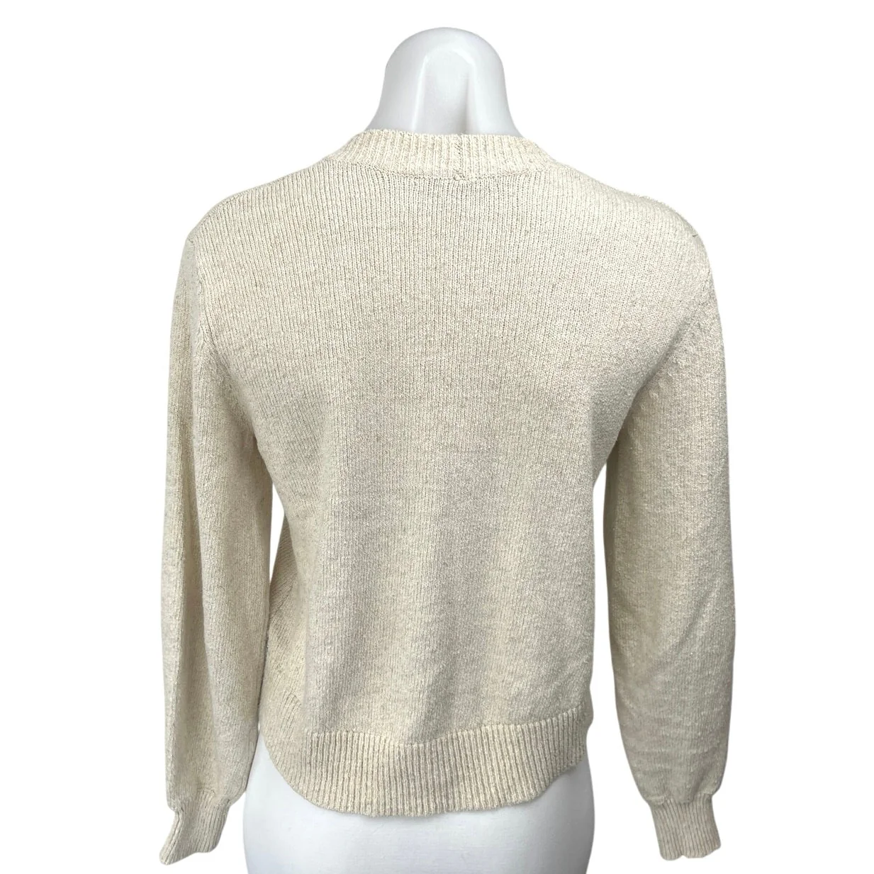 Joie Cream Linen Crew Neck Twist Front Long Sleeve Pullover Sweater Top Size XXS - Image 2