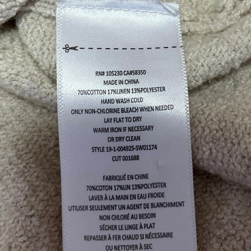 Joie Cream Linen Crew Neck Twist Front Long Sleeve Pullover Sweater Top Size XXS - Image 4