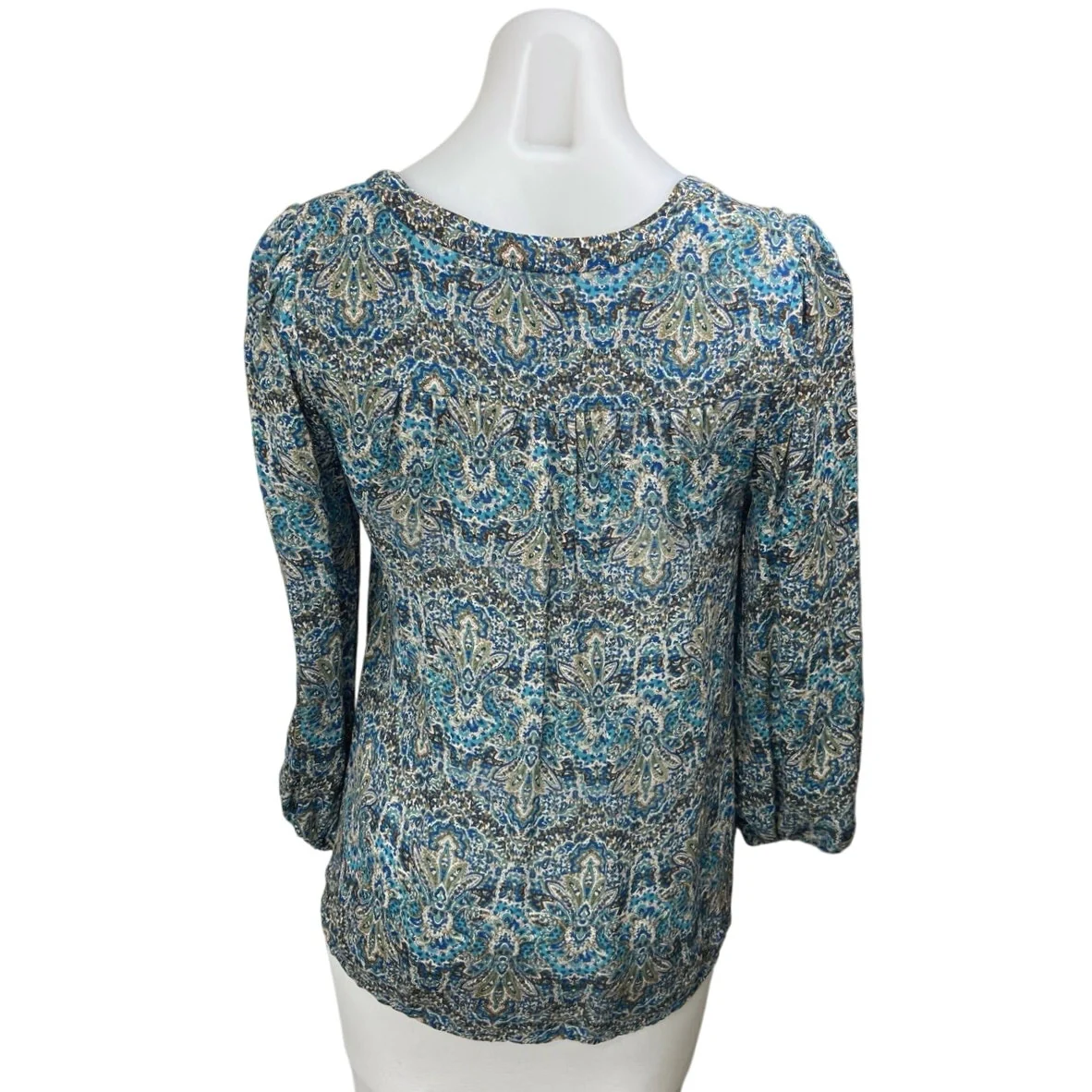 Joie Multicolor Floral 100% Silk Satin Long Sleeve V Neck Blouse Top Size XS - Image 2