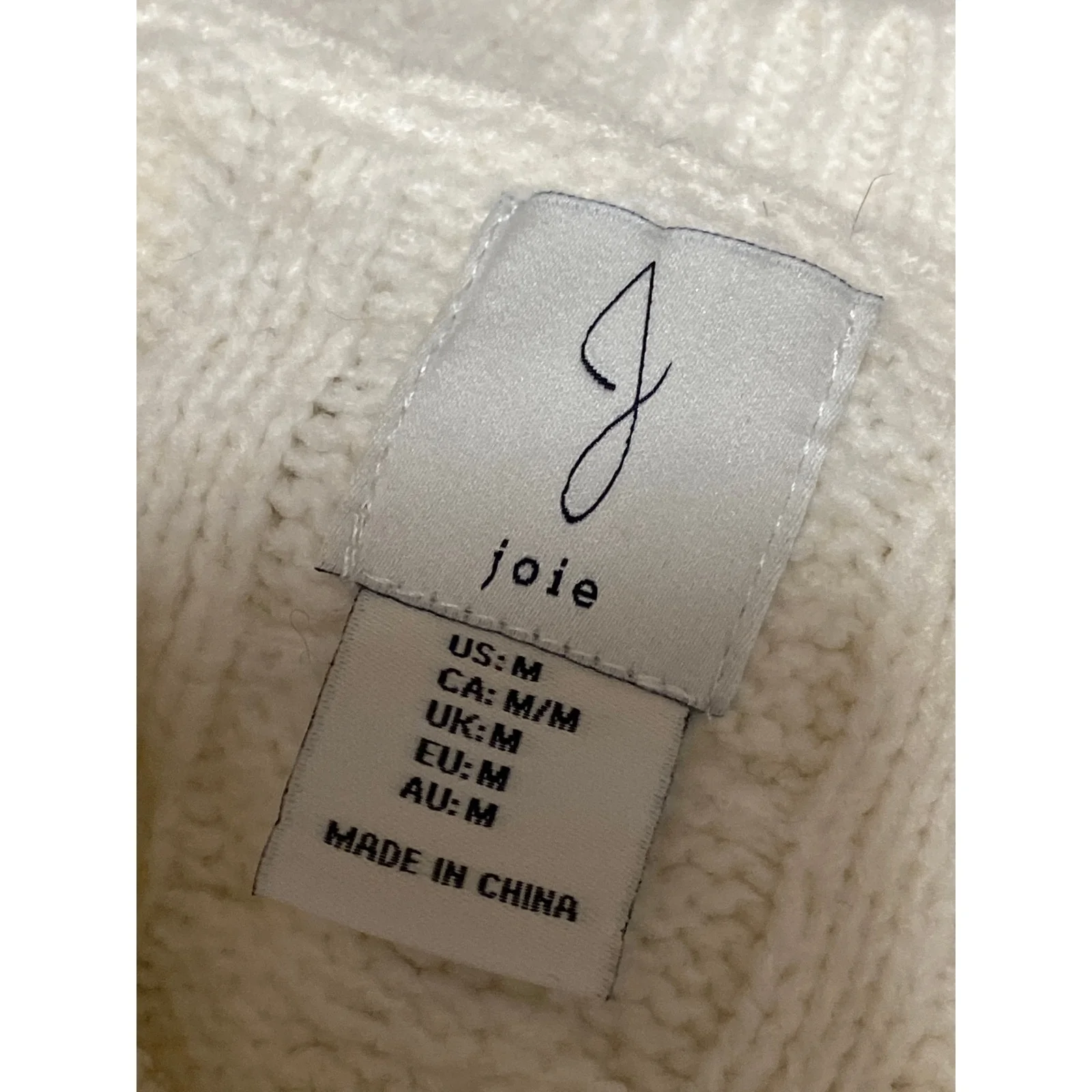 Joie Women's Cream Long Sleeve Cable Knit Crew Neck Pullover Sweater Top Size M - Image 4