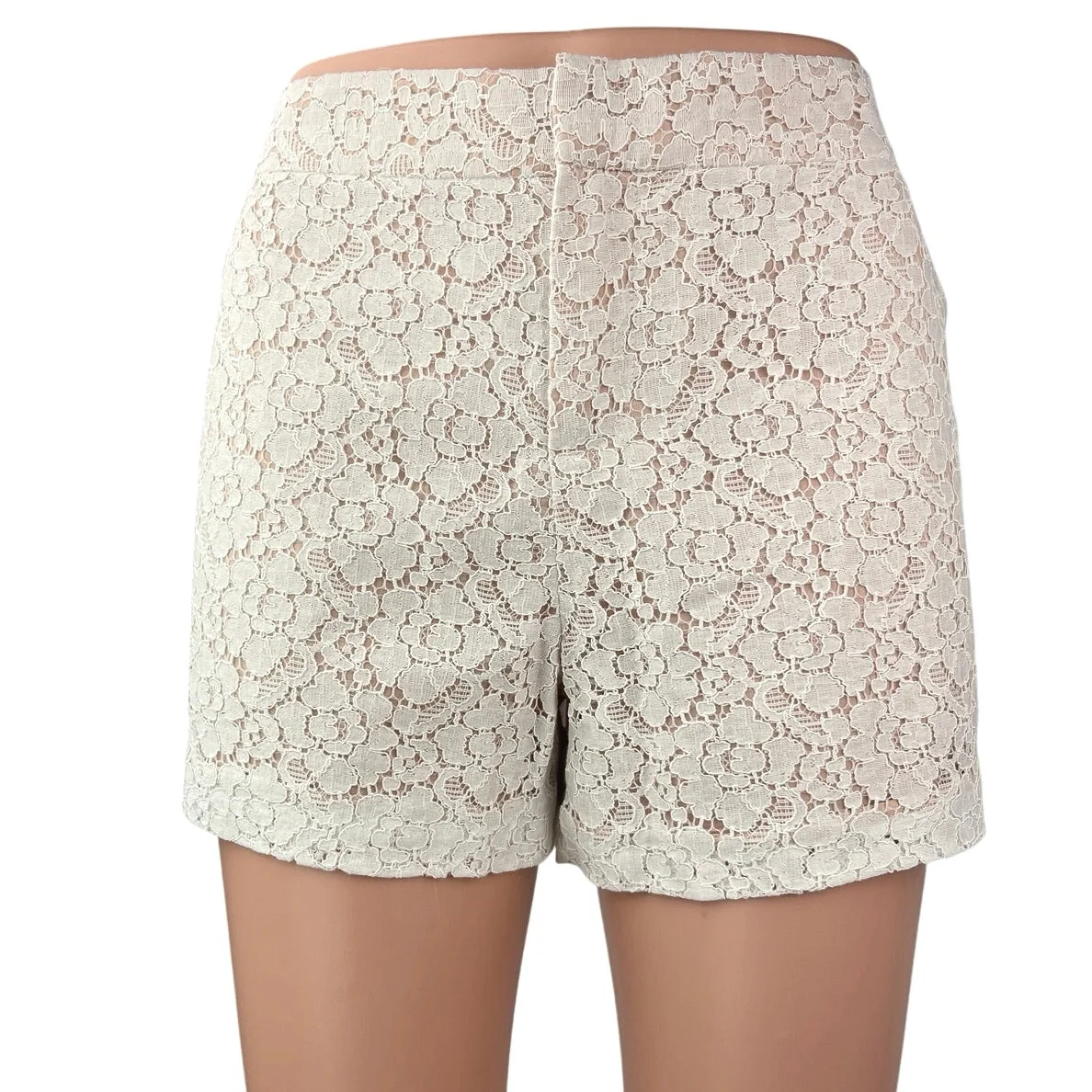 Joie Women's White Floral Lace Overlay High Waisted Casual Mini Shorts Size 6