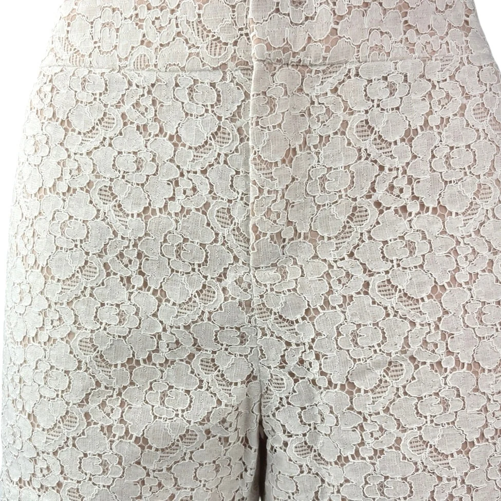Joie Women's White Floral Lace Overlay High Waisted Casual Mini Shorts Size 6 - Image 4