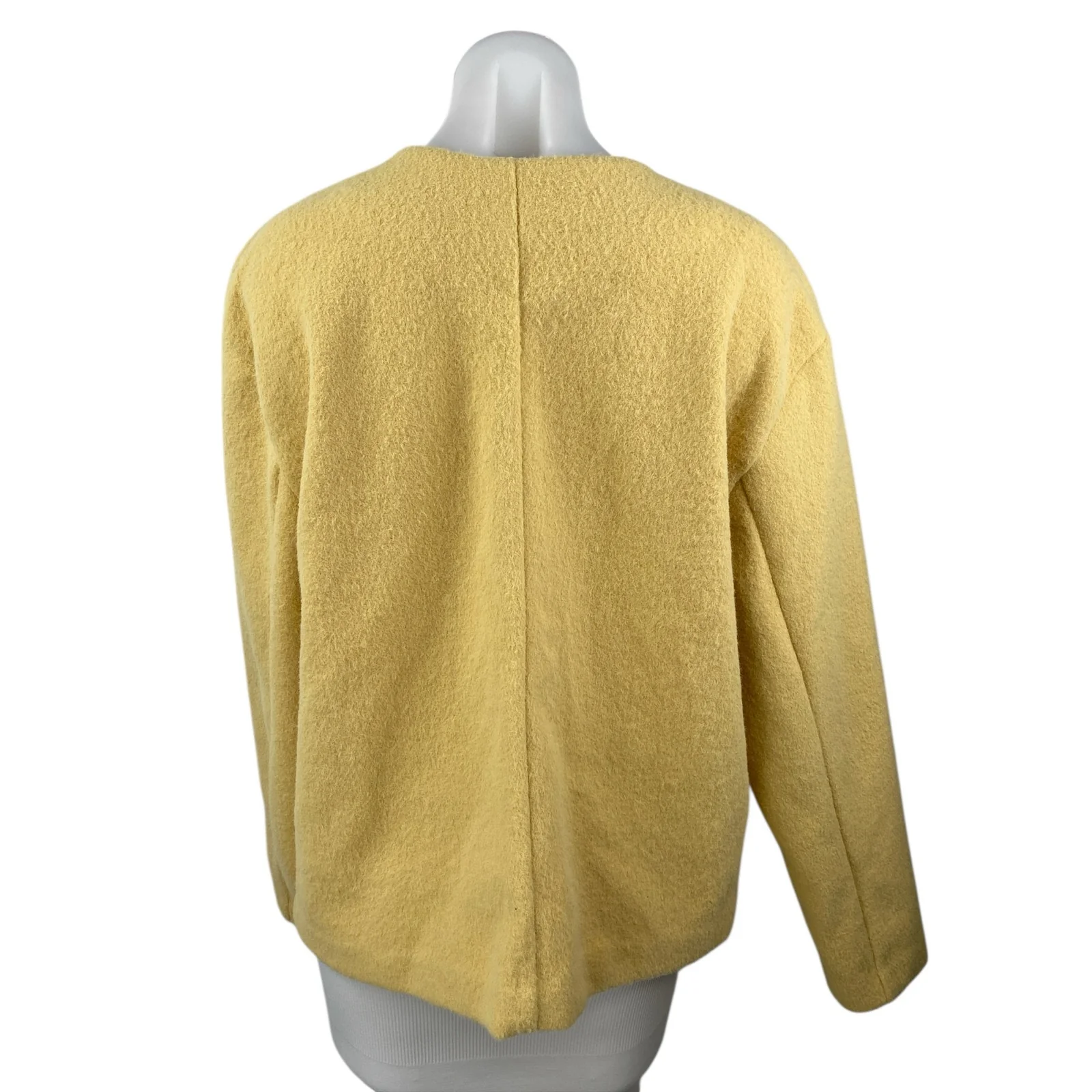 Joie Womens Yellow Crew Neck Button Down Pockets Long Sleeve Coat Jacket Size L - Image 2