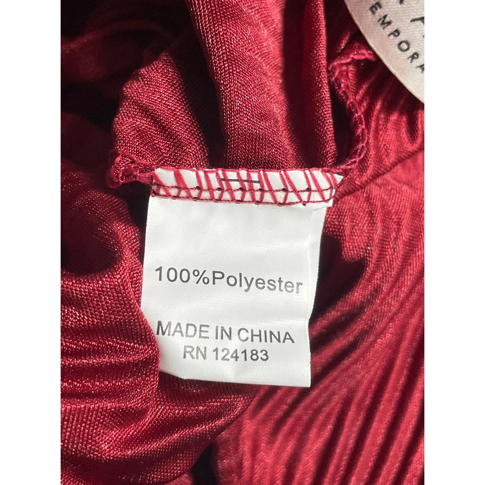 Jon & Anna Women's Red Pleated Plisse High Rise Tie Wide Leg Trousers Pants Sz L - Image 6
