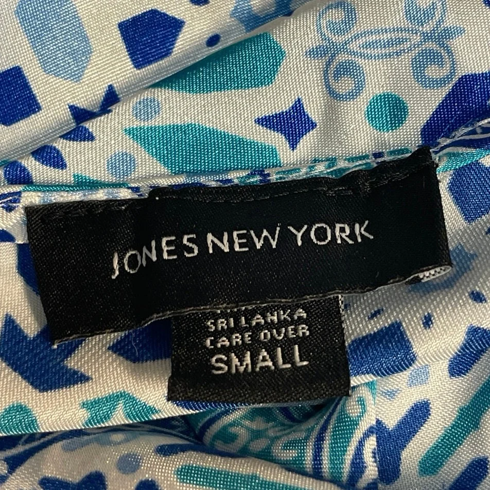 Jones New York Blue Satin Geometric Sleeveless Cami Camisole Nightgown Dress S - Image 4