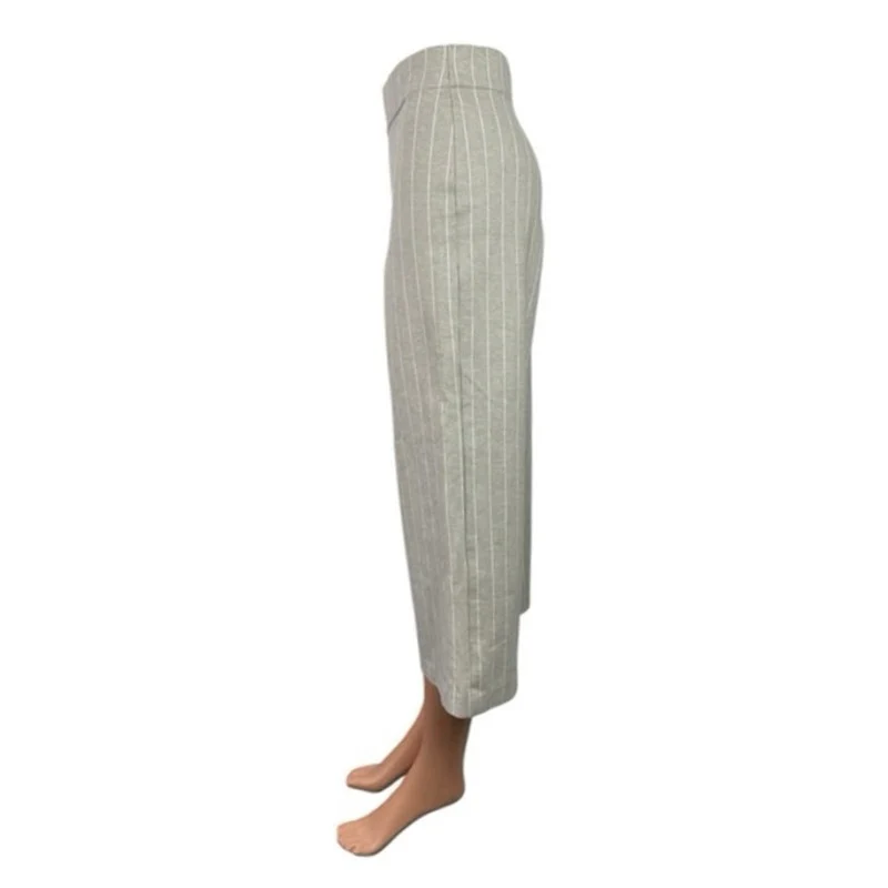 Jones New York Women's Gray Pinstriped Wide Leg Cropped Trousers Pants Size XS - Image 2