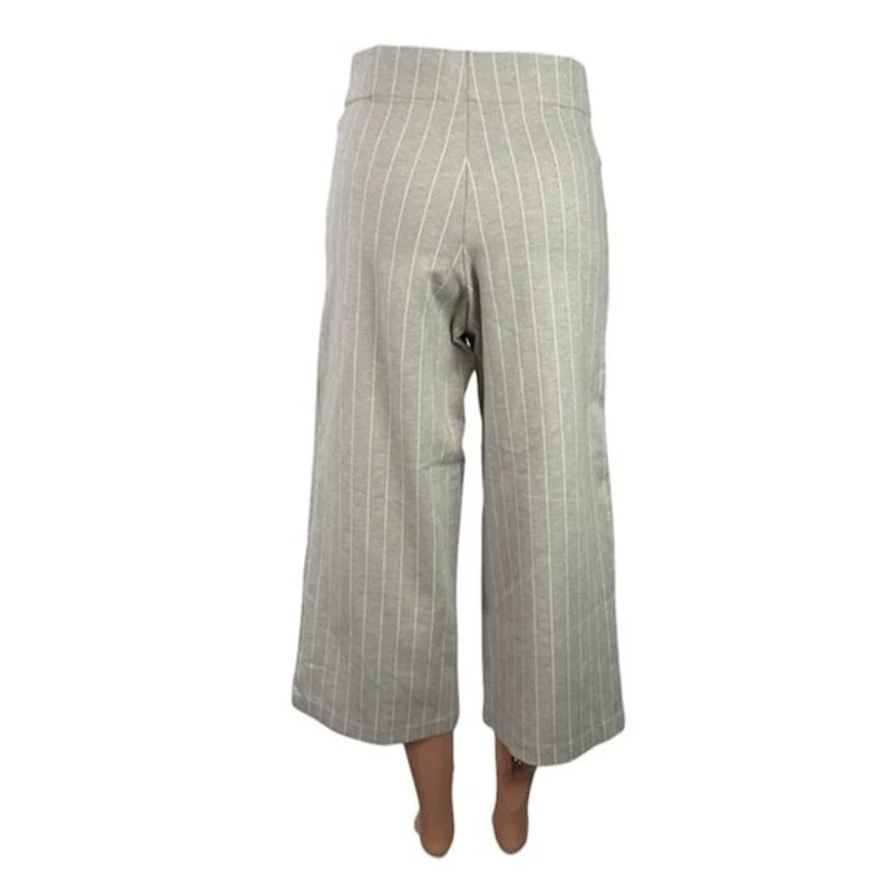 Jones New York Women's Gray Pinstriped Wide Leg Cropped Trousers Pants Size XS - Image 3