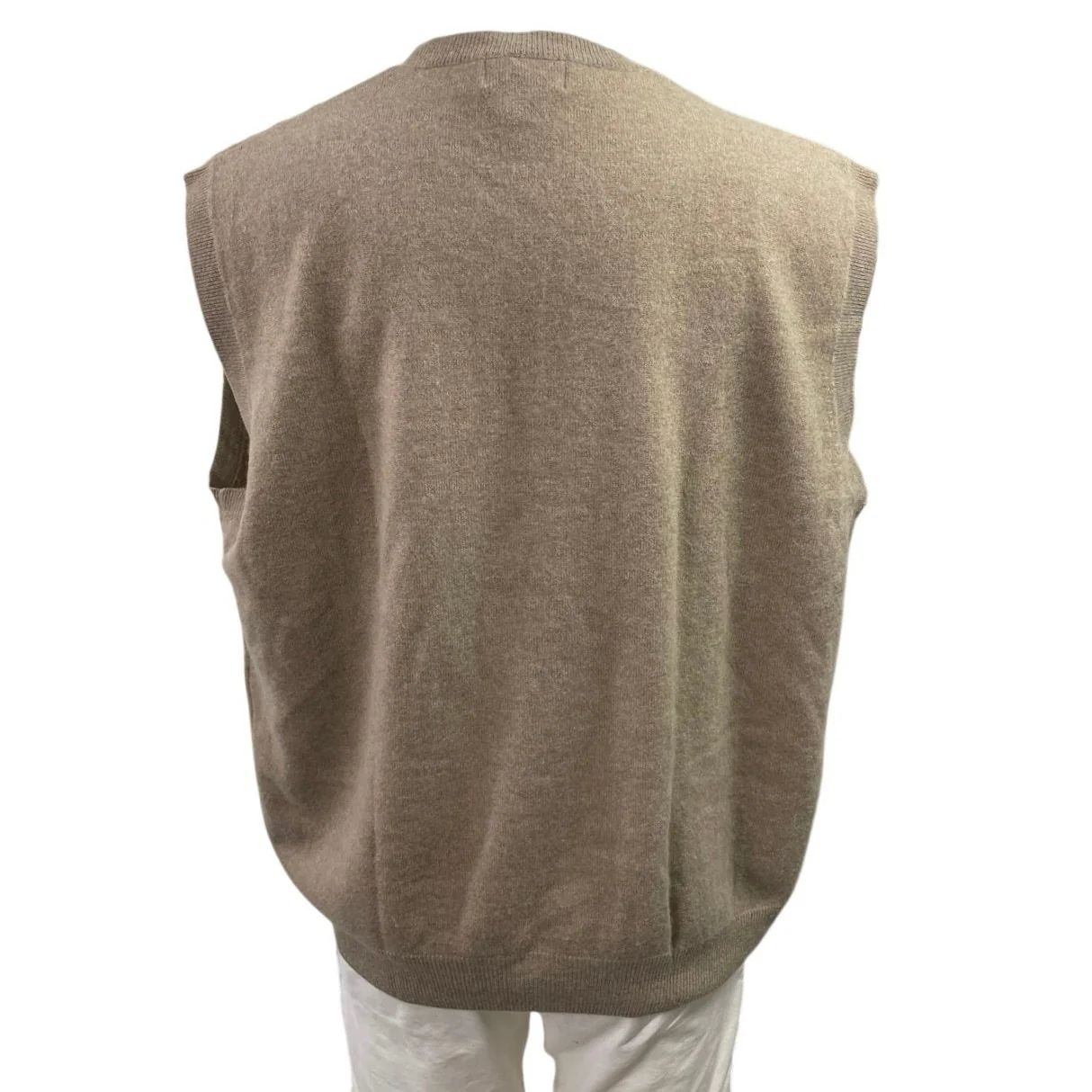 Jos A Bank 100%Cashmere Brown Cable Knit Button Down Cardigan Vest Tank Top XL - Image 3